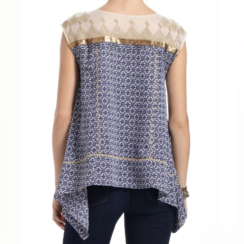 Anthropologie Floreat Gold Stream‎ Blouse EUC Size XS - Picture 2 of 8